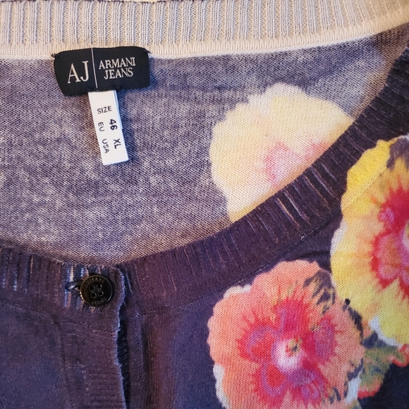 NWOT Armani Jeans Navy Floral Cardigan sz 46/XL - Picture 4 of 5